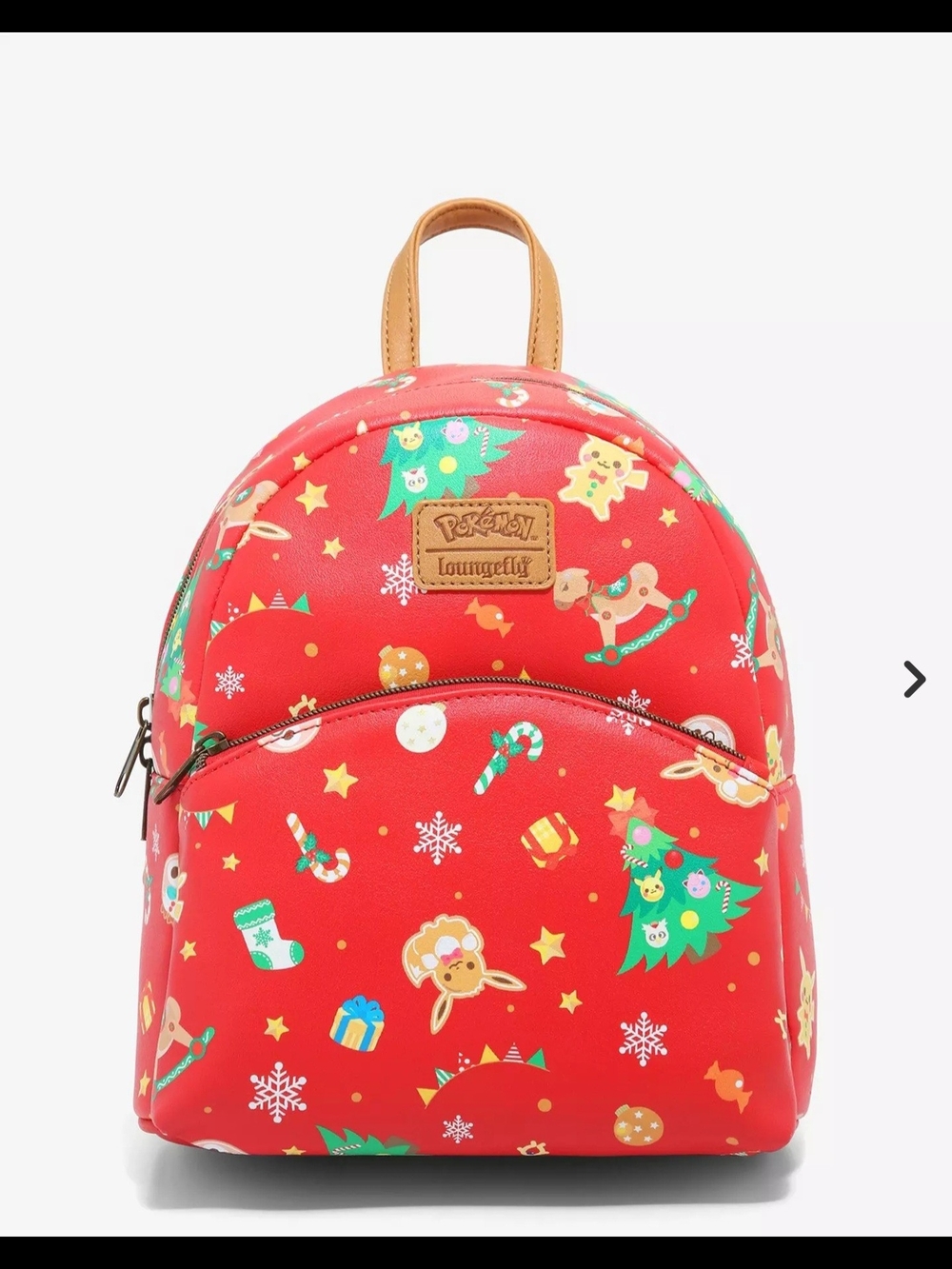 Loungefly Red Pokémon Mini Backpack with Holiday Eevee Print